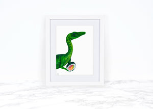 Dinosaur Art Print, Sushi Art Print, Dinosaur Kitchen Art Print, Funny Kitchen Print, Whimsical Animal Art Print, Whimsical Wall Art