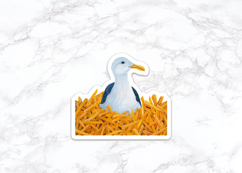 Seagull With French Fries Sticker, Water Bottle Stickers, Laptop Stickers, Laptop Decals, Funny Stickers, Watercolor Stickers