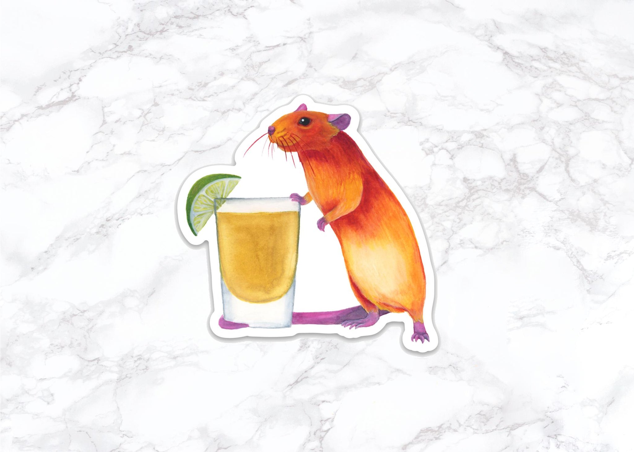 Pet Rat with Tequila Shot Sticker, Pet Rat Sticker, Water Bottle Stickers, Laptop Stickers, Laptop Decals, Funny Stickers