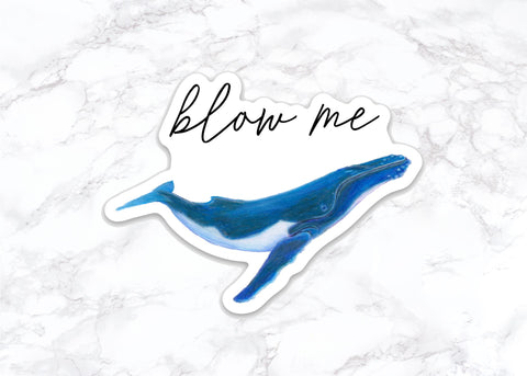 Blow me sticker, Humpback Whale Sticker, Water Bottle Stickers, Laptop Stickers, Laptop Decals, Funny Stickers, Watercolor Stickers